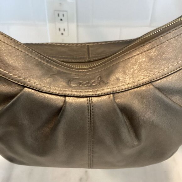 Coach Soho Hobo Pleated Graphite Metallic Leather Shoulder Bag - Picture 4 of 15